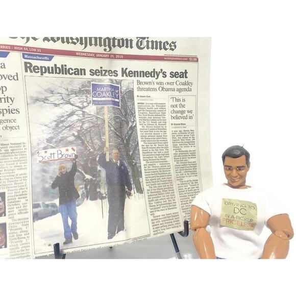 Senator Scott Brown Doll 12" and Washington Times Newspaper January 20 2010 - Picture 8 of 9